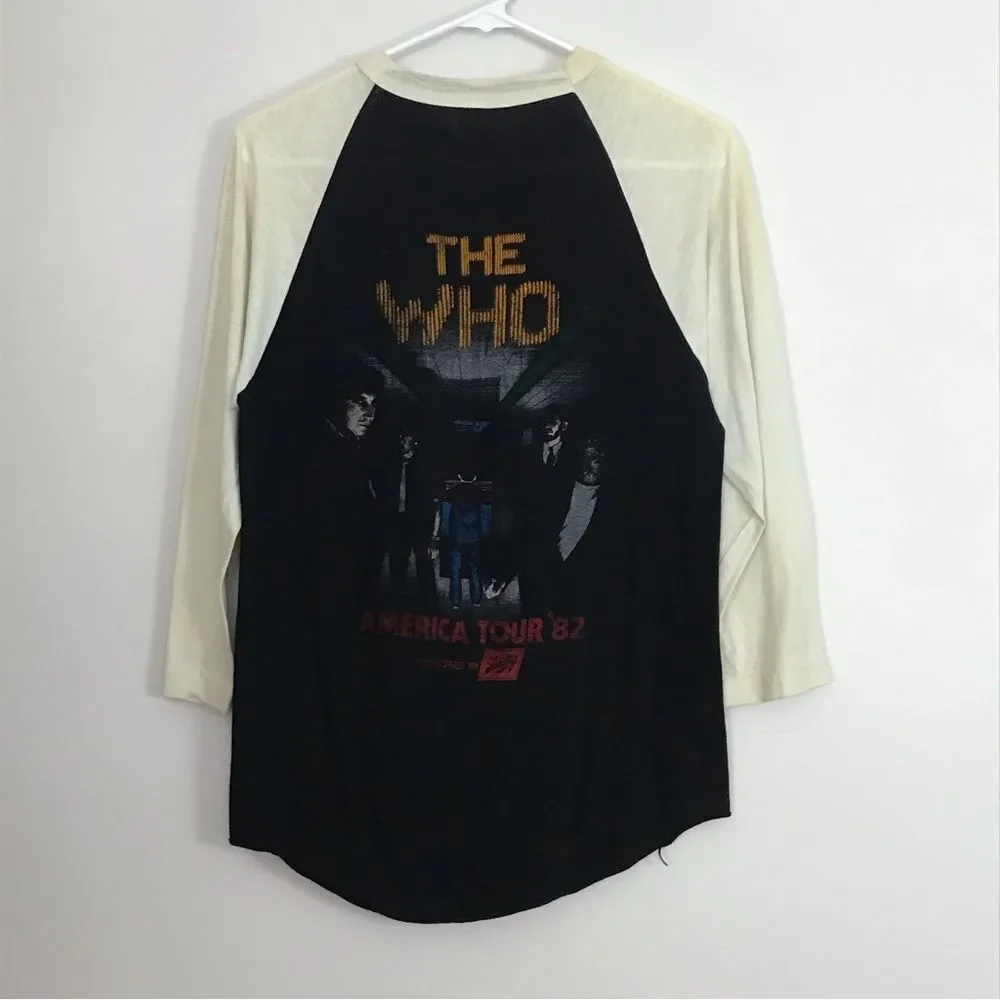 Vintage 80s The Who Long Sleeve Black Tee Tshirt Men Sz M 1982 American Tour Top